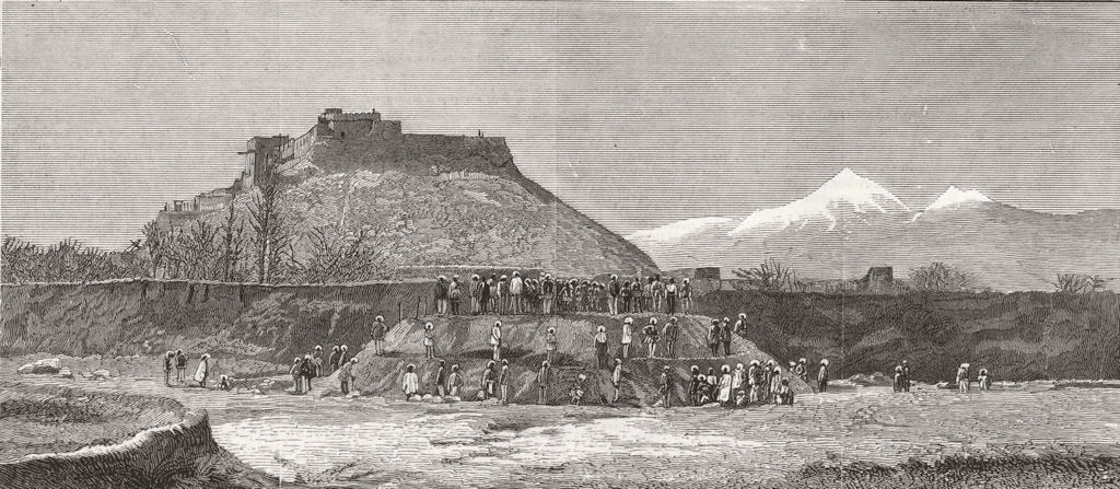 INDIA.Frontier defences-Kalat,Baluchistan.Pioneers 32nd Rgt digging Trench 1878